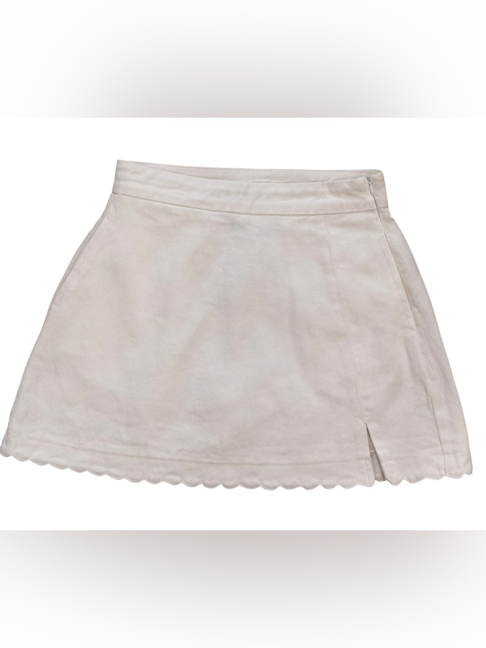 SSYS The Label White Denim Scalloped Hem Skort Size XS
